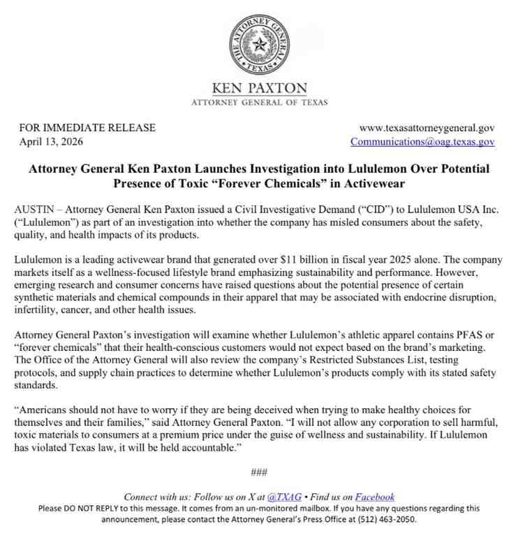  当"最健康的品牌"遭遇化学危机：Lululemon正在失去的不只是销量 新闻 当"最健康的品牌"遭遇化学危机：Lululemon正在失去的不只是销量 新闻