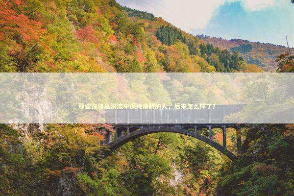 那些在信息洪流中保持清醒的人，后来怎么样了？